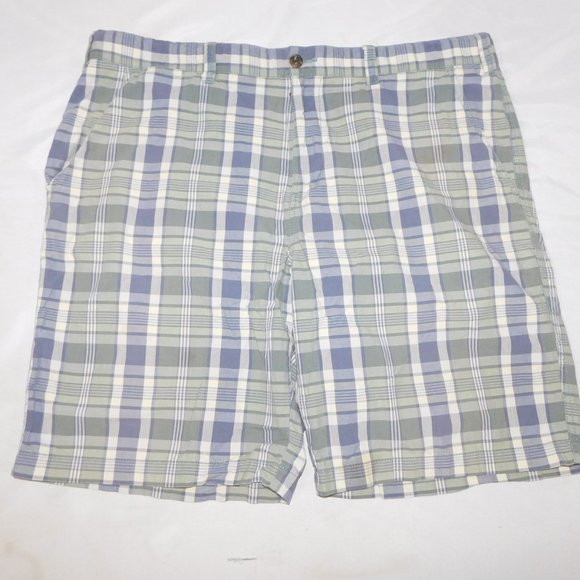 Tommy Hilfiger Mens 42 Green Blue Plaid flat Front Shorts - Picture 6 of 8
